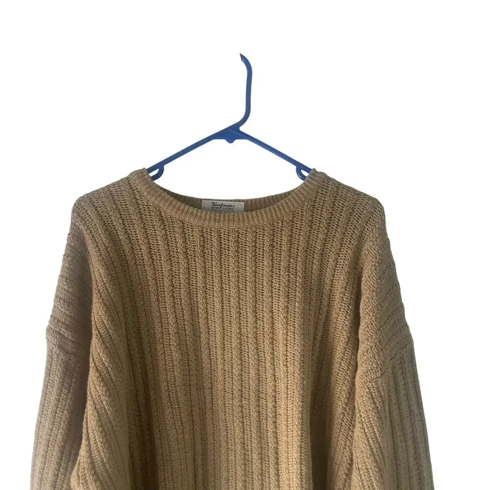 Kaufman's Enro Vintage 90s Men's Size Big‎ 1XL Tan Chunky Knit Sweater